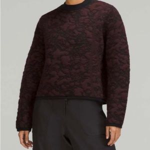 Lululemon Jacquard Multi-Texture Crew Neck Sweater NWT
Red Merlot / Black